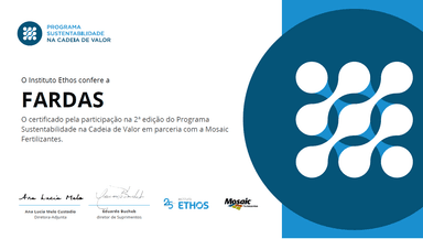 Certificado de Sustentabilidade Instituto Ethos + Mosaic
